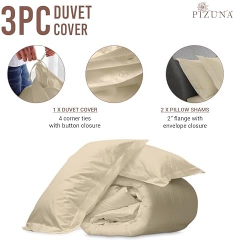 Luxury 400-Thread Queen Duvet Cover Set by Pizuna