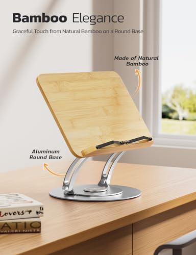 Nulaxy Bamboo 360 Rotating Book Stand