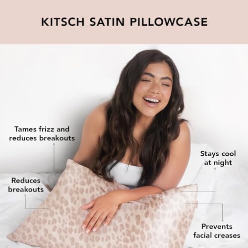 Kitsch Hypersoft Satin Pillowcase with Zipper Leopard Design Cooling Gently on Hair Skin