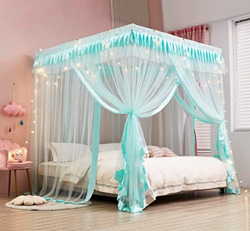 Mengersi Canopy Bed Curtains Full Size Sky Blue