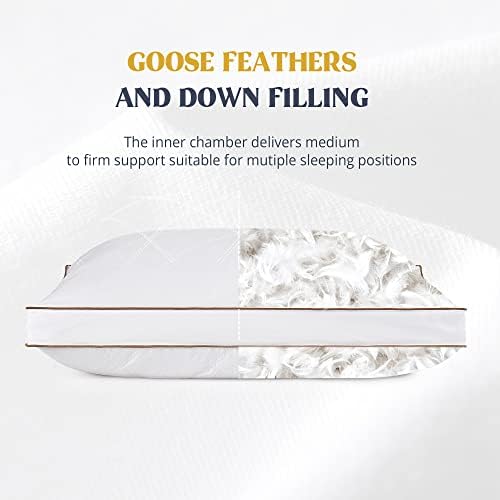 PureDown Goose Down Bed Pillow - Luxury Queen Set of 2