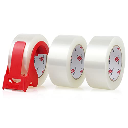BOMEI PACK 3 Roll Clear Tape with Dispenser Heavy Duty Packaging Shipping Solution