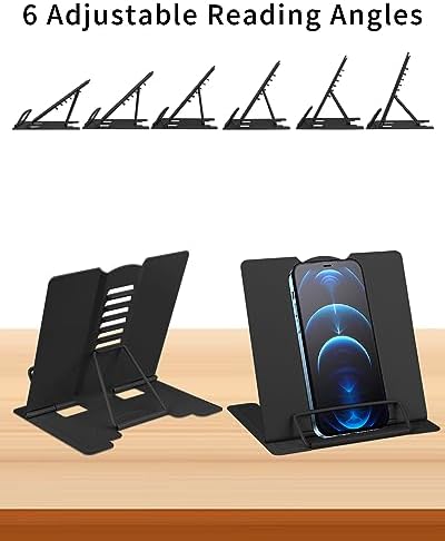 MSDADA Compact Metal Book Stand for Reading and Studying Black