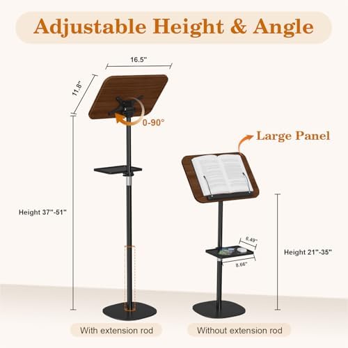 Snughome Adjustable Floor Book Stand with Removable Tray