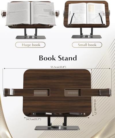 Adjustable 360-Degree Hands-Free Foldable Book Stand with Expandable Page Clips