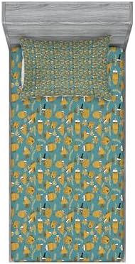 Ambesonne Drift Away Fitted Sheet Pillow Sham Set