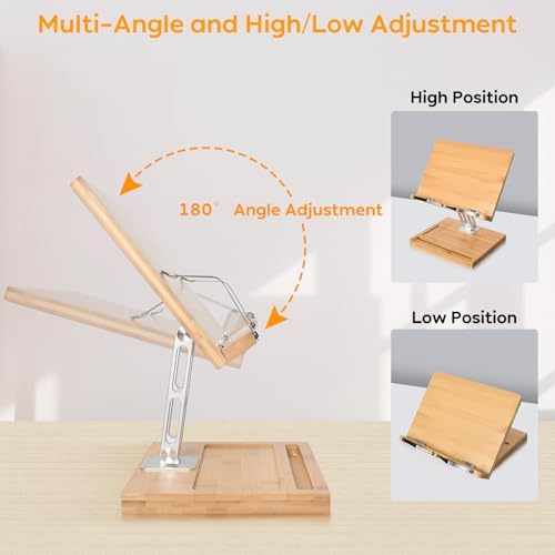 Adjustable 360-Degree Book Holder with Phone Slot