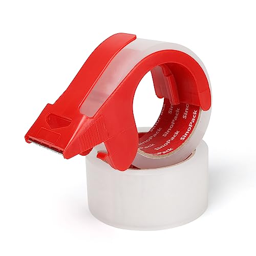 2-Pack Clear Packing Tape with Dispenser for Moving and Shipping