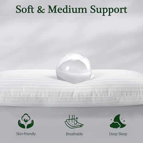 FZZOR Thin Bed Pillows for Side Stomach and Back Sleepers