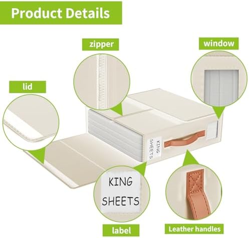 Aokeyee Foldable Sheet Organizers 4 Pack - QueenKing Size
