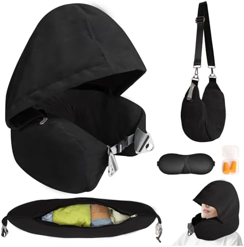 Adjustable Stuffable Neck Pillow with Privacy Features
