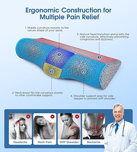 Ergonomic Memory Foam Pillow Neck Pain Relief Sleep