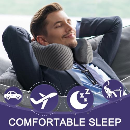 Napfun Travel Pillow Memory Foam Neck Pillow for Airplane
