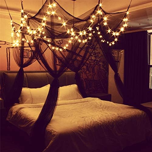 8 Corner Bed Canopy with 100 LED Star String Lights
