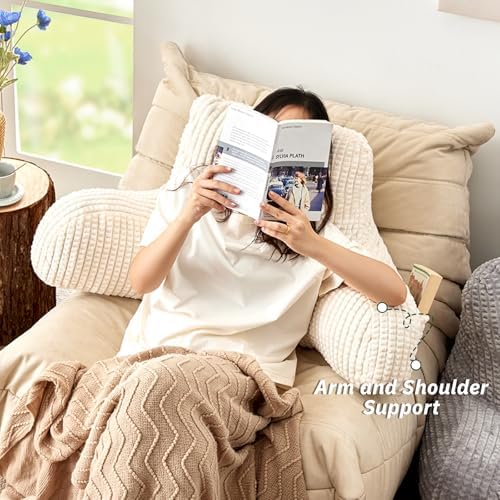 Loves Cabin Ergonomic Bed Reading Pillow with Pockets