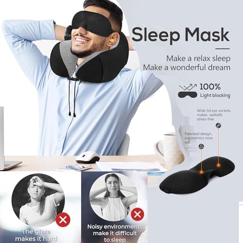 VONCOSS Memory Foam Neck Pillow - 100 Pure Breathable Machine Washable