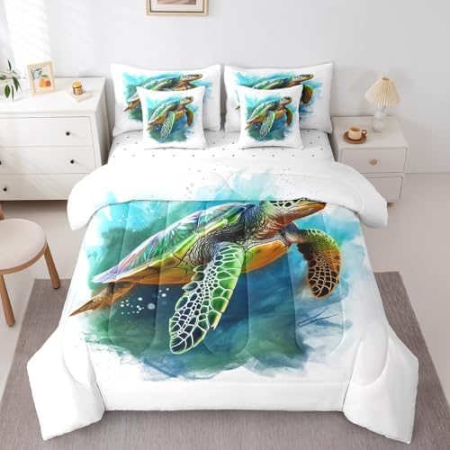 Erosebird Turqoise Sea Turtle Comforter Set Twin Size