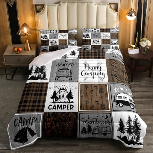 Erosebridal Happy Camping Queen Comforter Set