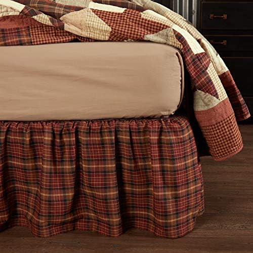 VHC Brands Abilene Star Bed Skirt 60x80 Burgundy