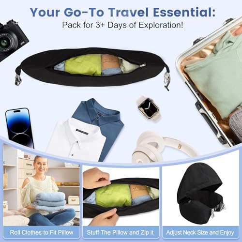Adjustable Stuffable Neck Pillow with Privacy Features