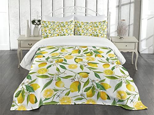 Nature Bedspread Set Exotic Lemon Tree with 2 Pillow Shams