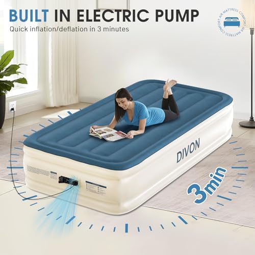 DIVON Twin Air Mattress - compact durable built-in pump