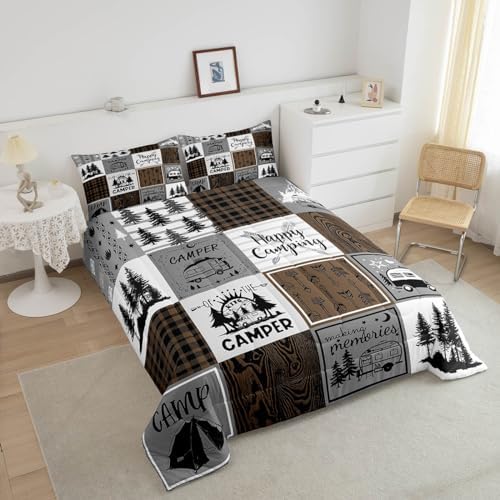 Erosebridal Happy Camping Queen Comforter Set