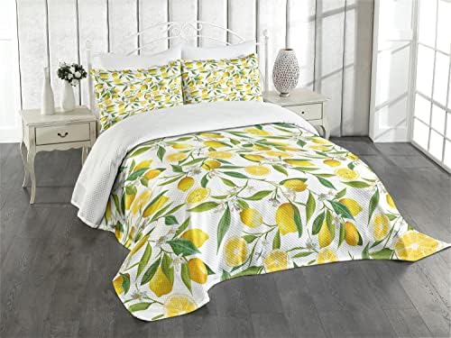 Nature Bedspread Set Exotic Lemon Tree with 2 Pillow Shams