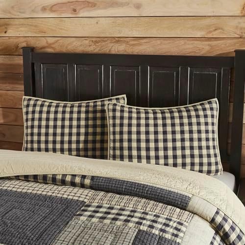 VHC Brands My Country Standard Quilted Sham 21x27 Navy Bedding