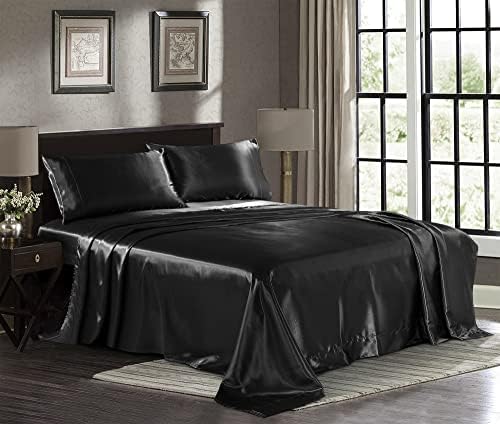 Pure Bedding Luxury Satin Sheets Queen