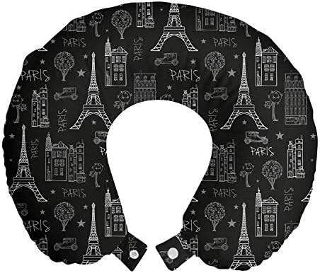 Lunarable Paris Travel Pillow Floral Focus