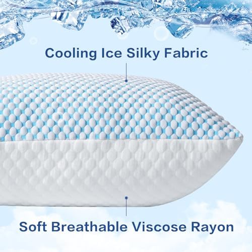 EASELAND Firm Pillow Shredded Memory Foam Adjustable Loft 2 Pack