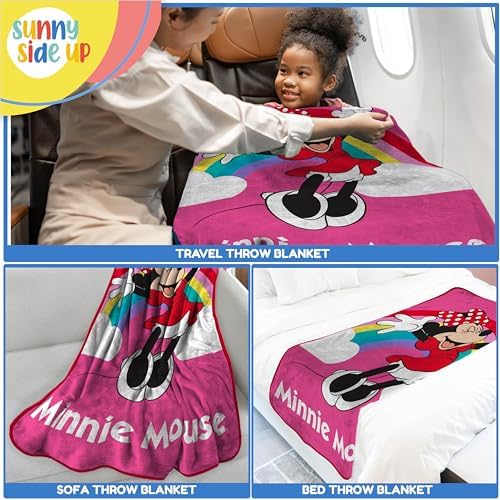 Sunny Side Up Disney Minnie Mouse Plush Travel Throw Blanket 40x50 inches