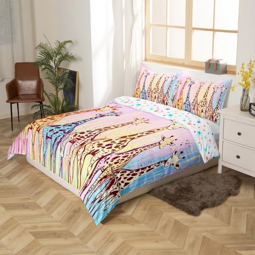 Giraffe Bedding Set Full Size Duvet Cover Pillowcases Eco-Friendly Durable