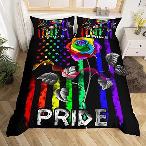 LGBTQ Pride Blossoming Comfort Style Duvet Cover Queen Size Set