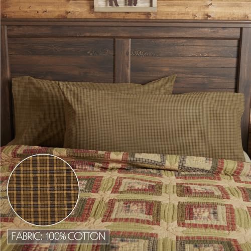 VHC Tea Cabin King Pillow Case Set Moss Green