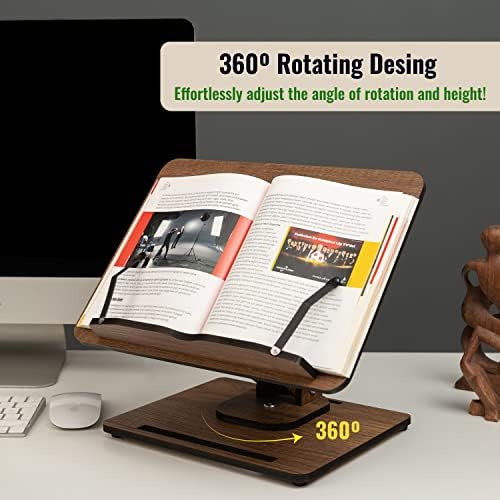 360 Adjustable Wooden Book Stand with Page Clips