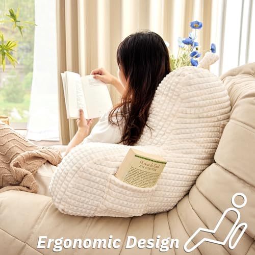 Loves Cabin Ergonomic Bed Reading Pillow with Pockets