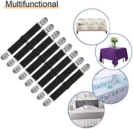 Adjustable Bed Sheet Grippers 8-Pack Black