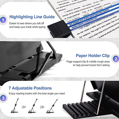 Adjustable Document Holder Stand for Desktop Black Metal Organizer