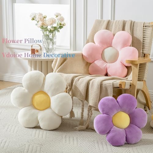 Vdoioe Flower Pillow Daisy Shaped Plush Throw Cushion