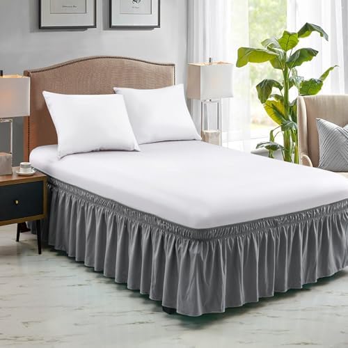 FreshCulture Queen Bed Skirt Elastic Wrap Around Bed Skirt Queen Size