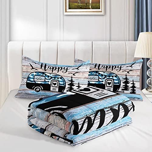 HOSIMA Happy Camping Decor Camouflage Bedding Set