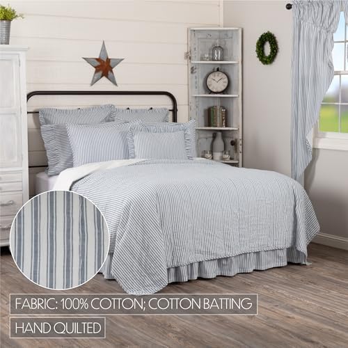 Warm and Cozy 130x115 Blue Denim Farmhouse Quilt