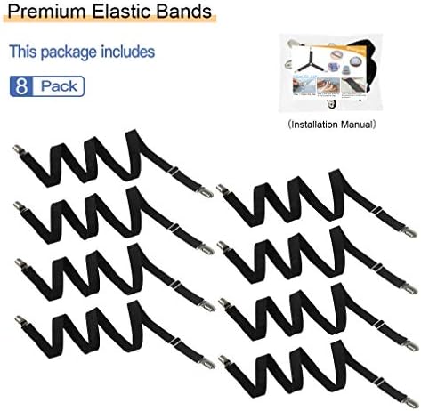 Adjustable Bed Sheet Grippers 8-Pack Black