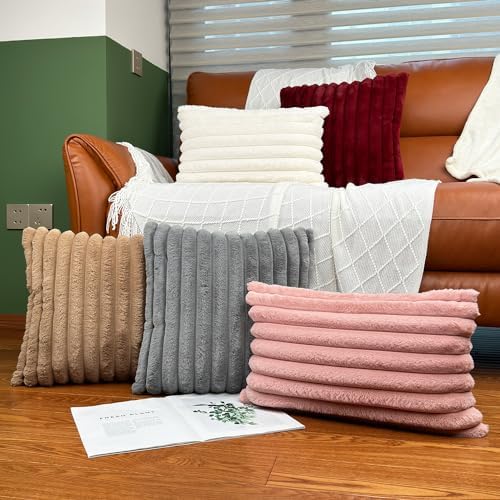Two 18x18 Faux Fur Pillow Covers Set - Unique Design