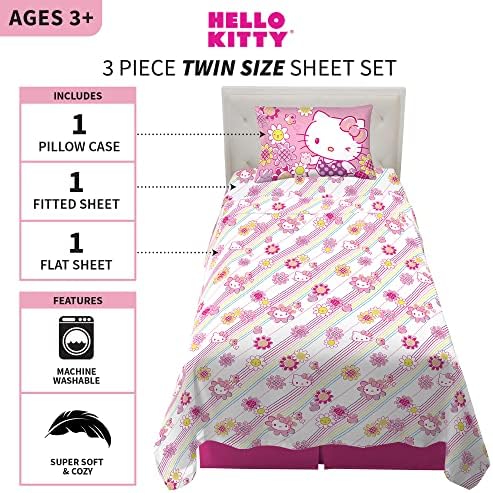 Franco Kids Bedding Super Soft Microfiber Sheet Set Twin Hello Kitty