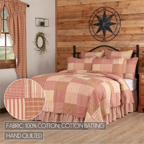 VHC Brands Sawyer Mill Red Luxury King Quilt 120Wx105L