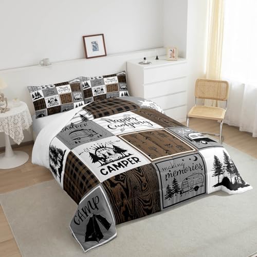 Erosebridal Happy Camping Queen Comforter Set