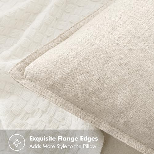 Soft 18x18 Linen Pillow Covers Natural Beige Boho Farmhouse Decor
